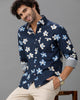 Navy Blue Printed Cotton Shirt