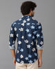 Navy Blue Printed Cotton Shirt