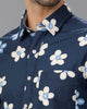 Navy Blue Printed Cotton Shirt