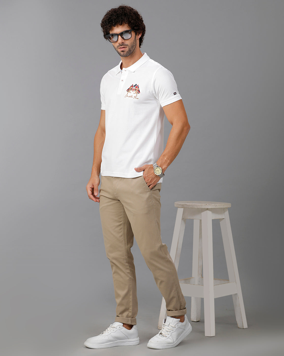 White Future Classic Solid Polo T-Shirts