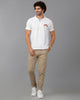 Lean Fit Cross Pocket Solid Beige Cotton Trouser