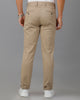 Lean Fit Cross Pocket Solid Beige Cotton Trouser