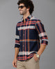 Navy Brushed Twill Checks Shirt