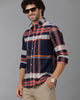 Navy Brushed Twill Checks Shirt