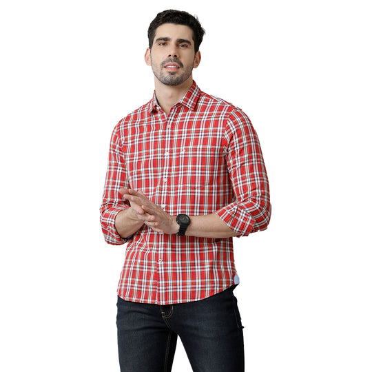Red Checks Cotton Shirt