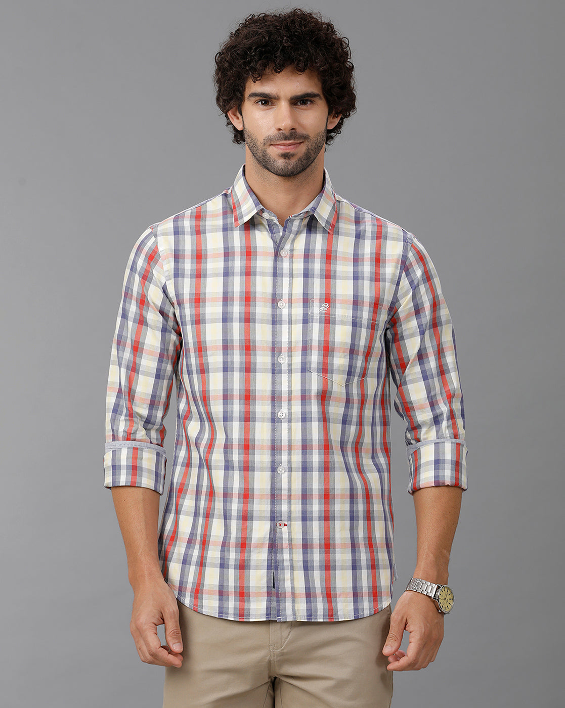 Blue Checks Plain Weave Shirt