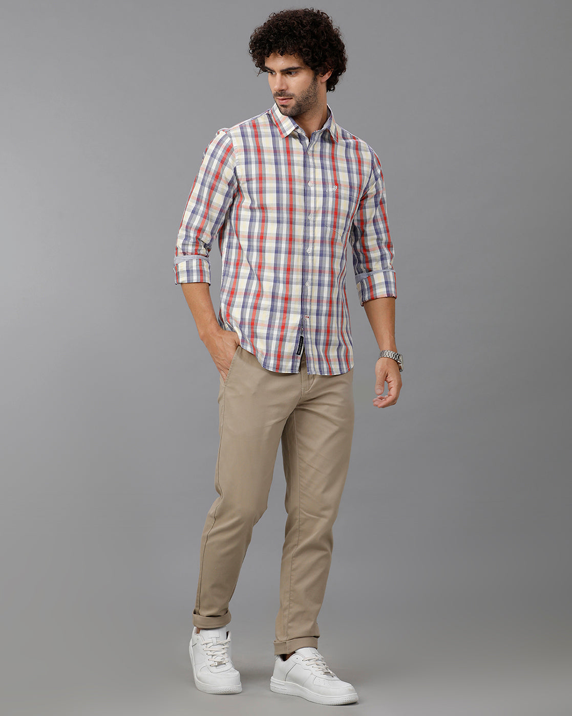 Blue Checks Plain Weave Shirt