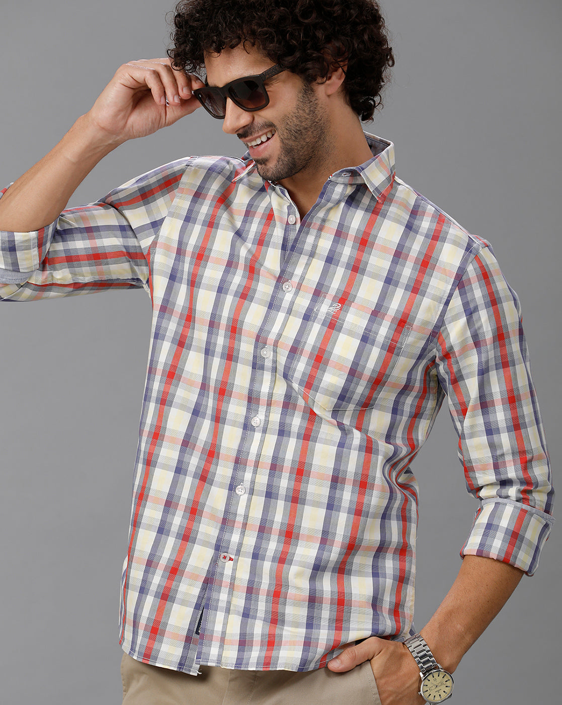 Blue Checks Plain Weave Shirt