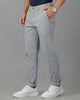 Lean Fit Cross Pocket Solid Silver Cotton Trouser