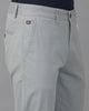 Lean Fit Cross Pocket Solid Silver Cotton Trouser