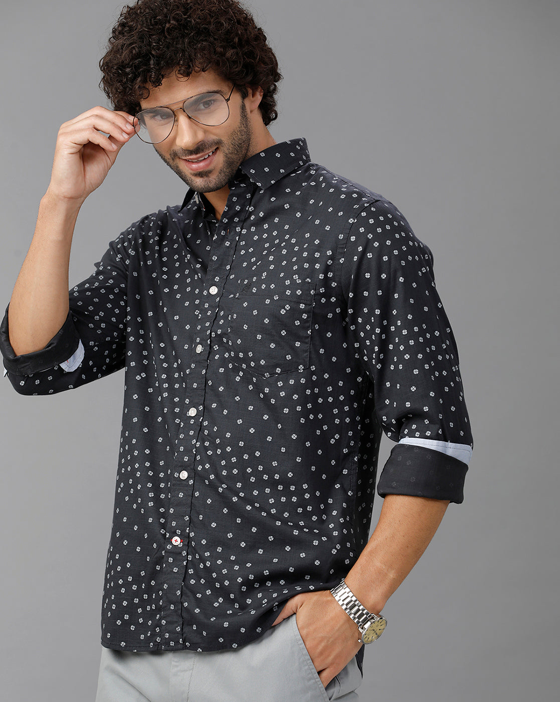 Black Printed Cotton Shirt