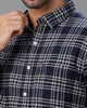 Navy Blue/White Brushed Twill Checks Shirt