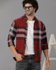 Maroon Brushed Twill Checks Shirt