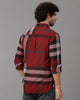 Maroon Brushed Twill Checks Shirt