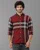 Maroon Brushed Twill Checks Shirt