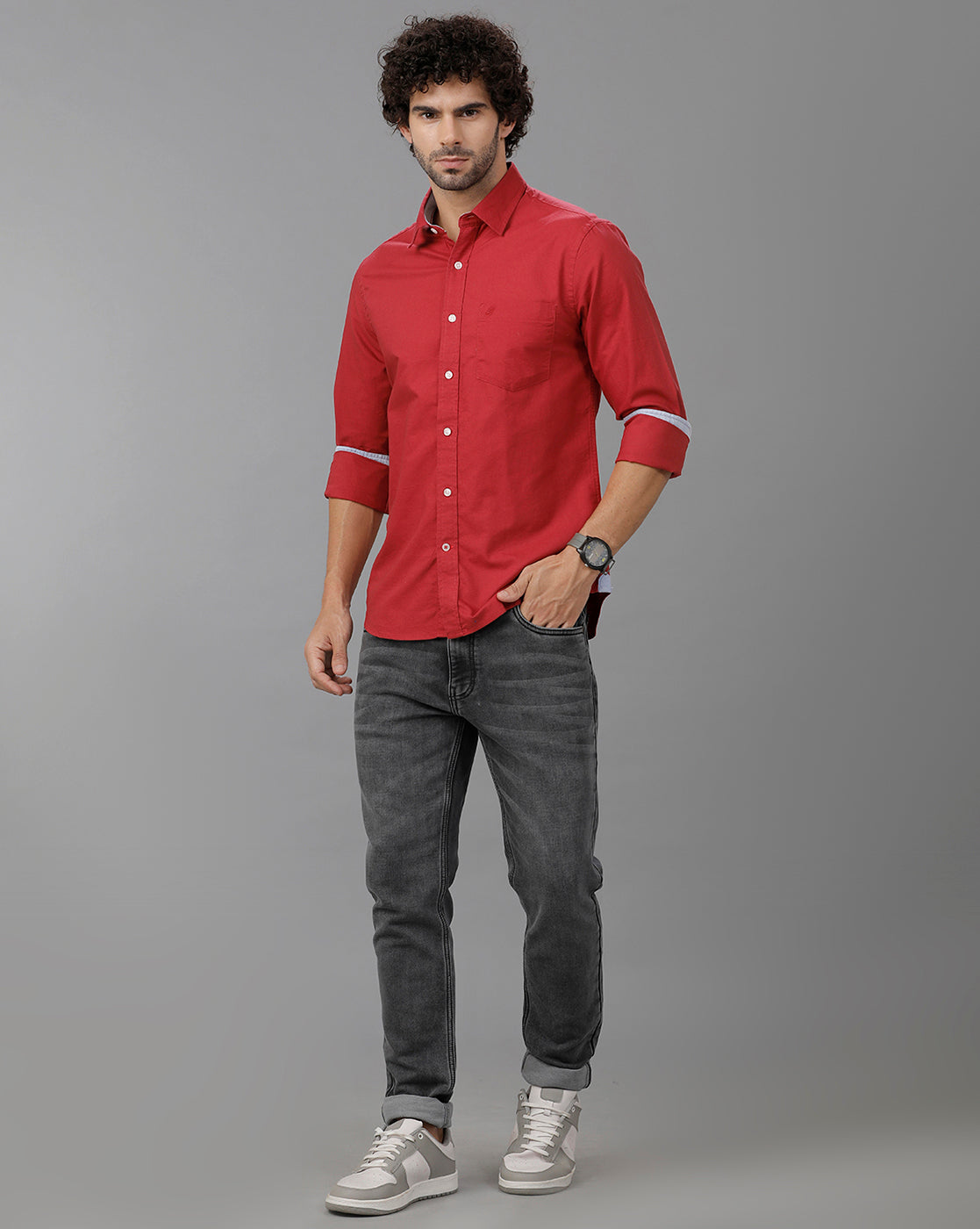 Red Oxford Solid Cotton Shirt