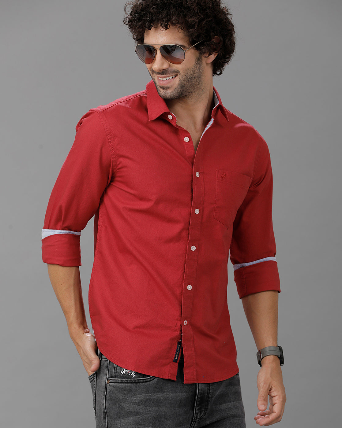 Red Oxford Solid Cotton Shirt