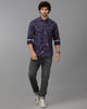 Nave Blue Printed Casual Shirt