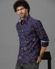 Nave Blue Printed Casual Shirt