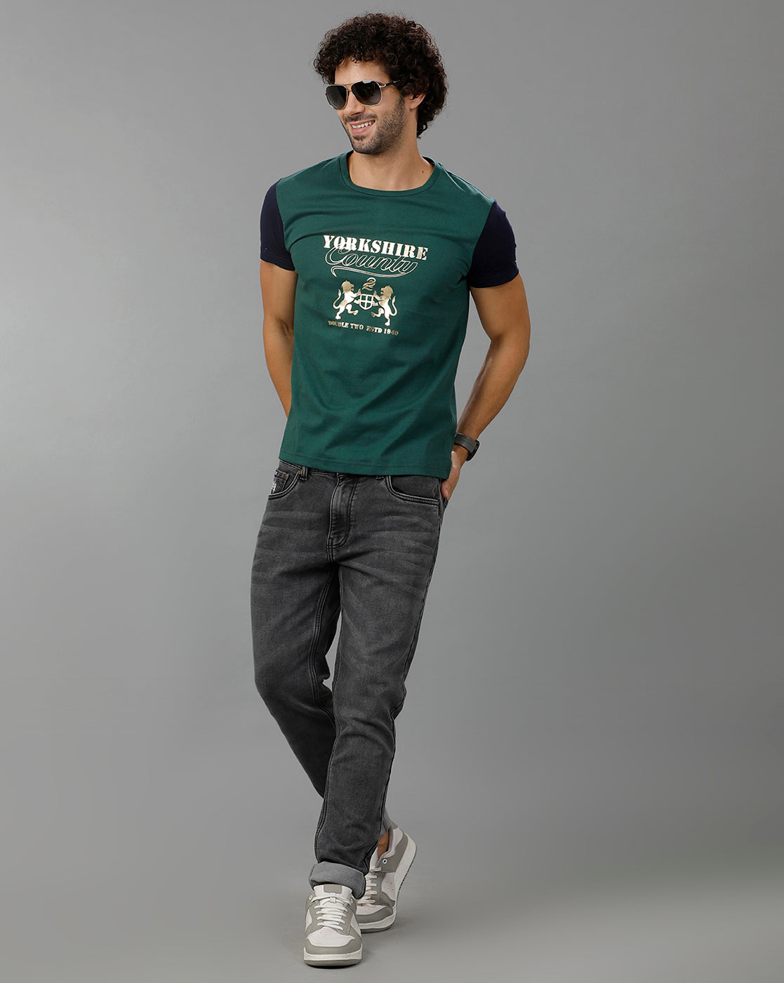 Green Fashion Printed Cotton Crew Neck T-Shirt