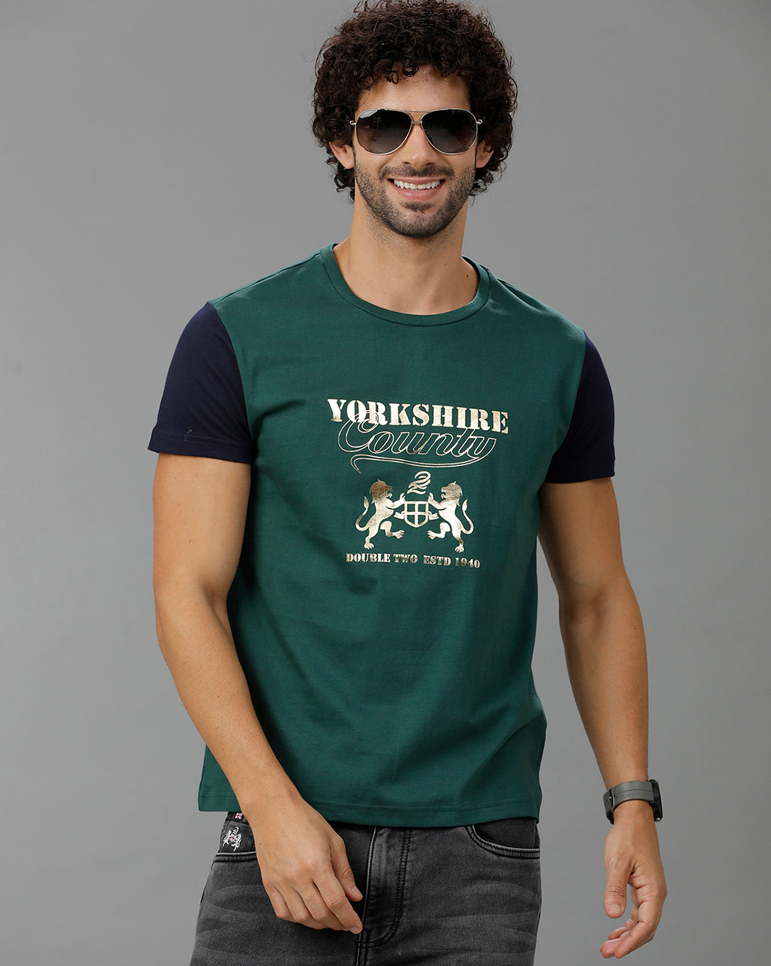 Green Fashion Printed Cotton Crew Neck T-Shirt