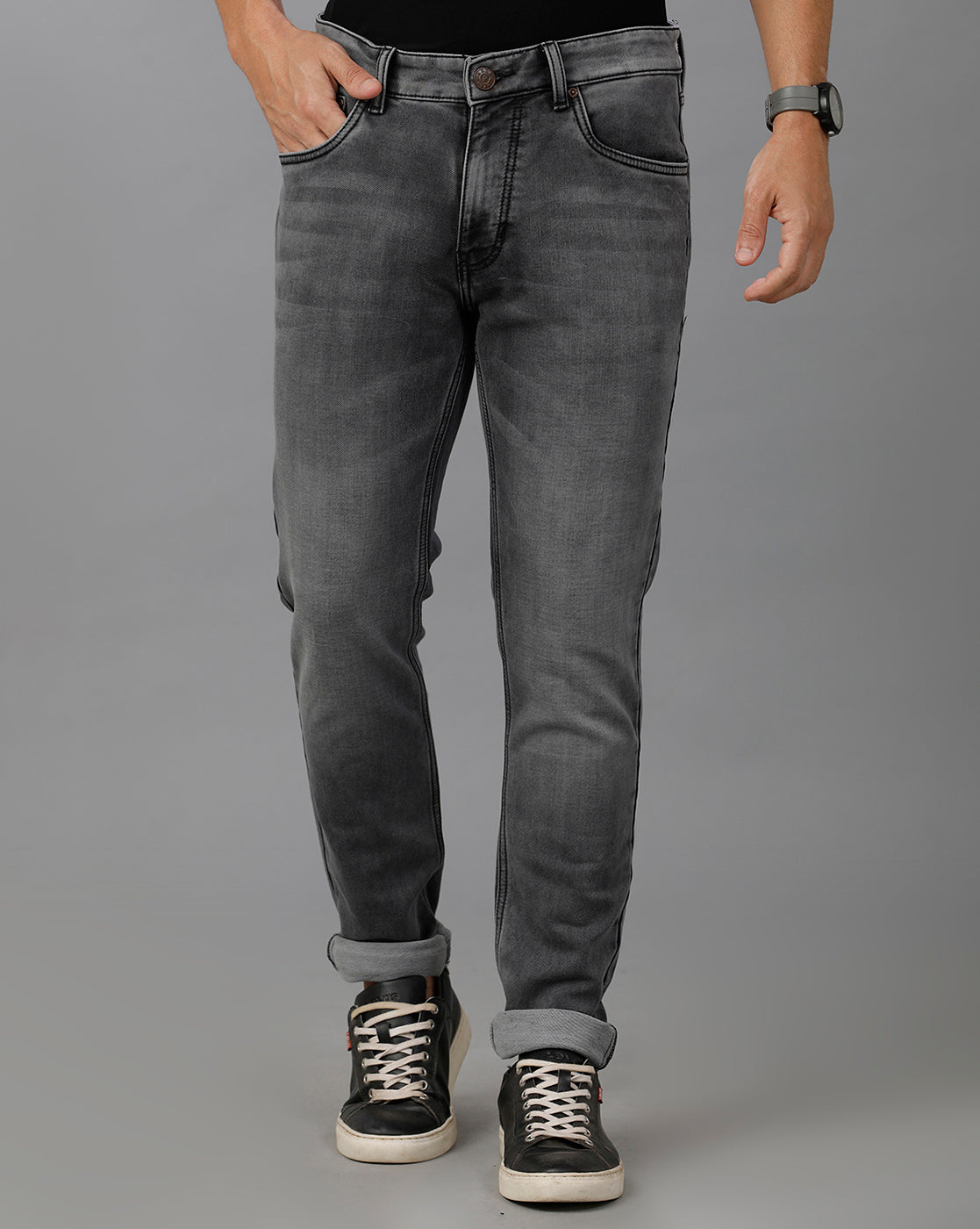 Knitted Dobby Solid Grey Denim