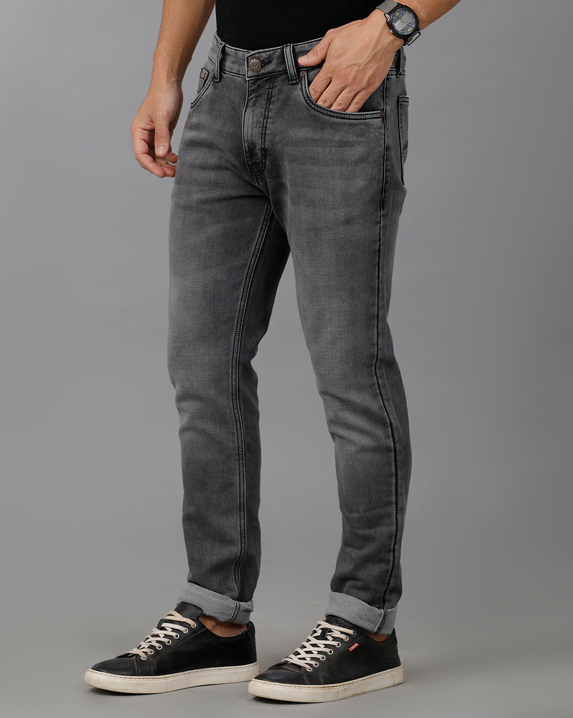 Knitted Dobby Solid Grey Denim