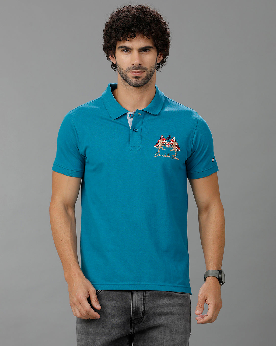 Teal Blue Future Classic Solid Polo T-Shirts