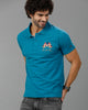 Teal Blue Future Classic Solid Polo T-Shirts