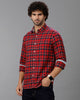 Red Brushed Twill Checks Shirt