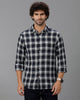 Navy Blue Waffle Checks Shirt