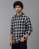 Navy Blue Waffle Checks Shirt