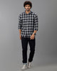 Navy Blue Waffle Checks Shirt