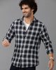 Navy Blue Waffle Checks Shirt