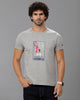 Grey Fashion Printed Cotton Crew Neck T-Shirt