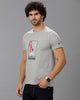 Grey Fashion Printed Cotton Crew Neck T-Shirt