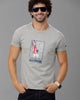 Grey Fashion Printed Cotton Crew Neck T-Shirt