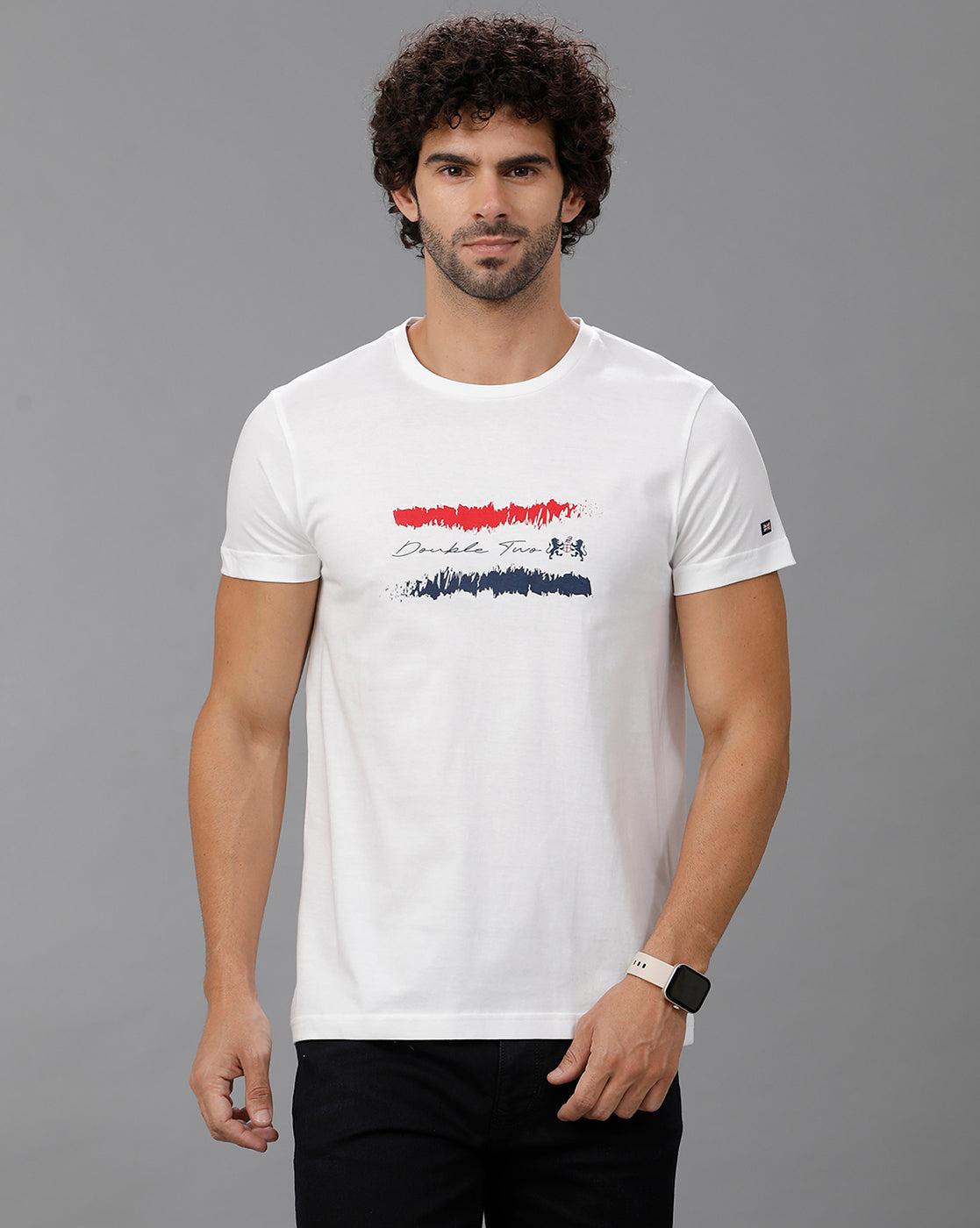 White Fashion Printed Cotton Crew Neck T-Shirt