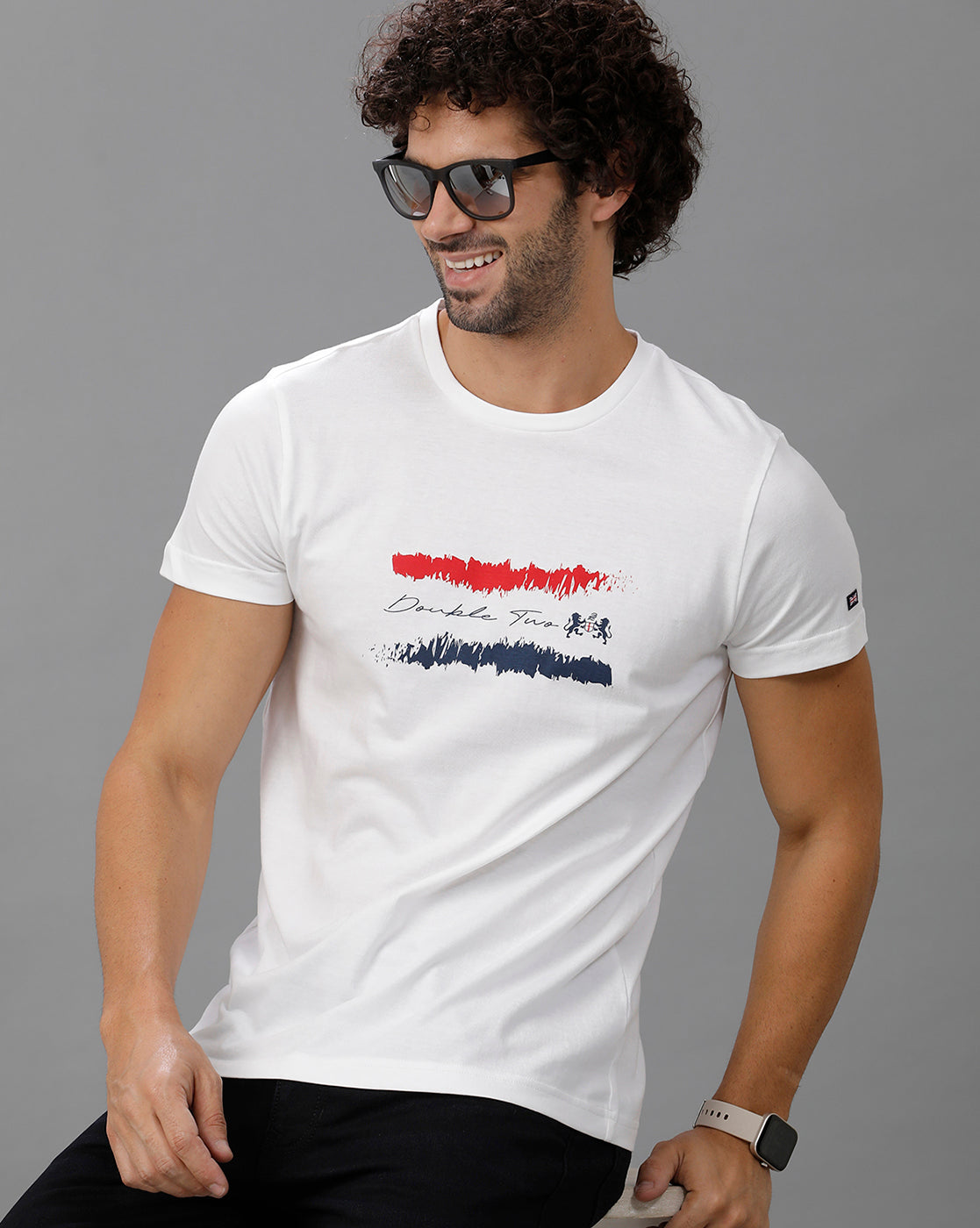 White Fashion Printed Cotton Crew Neck T-Shirt