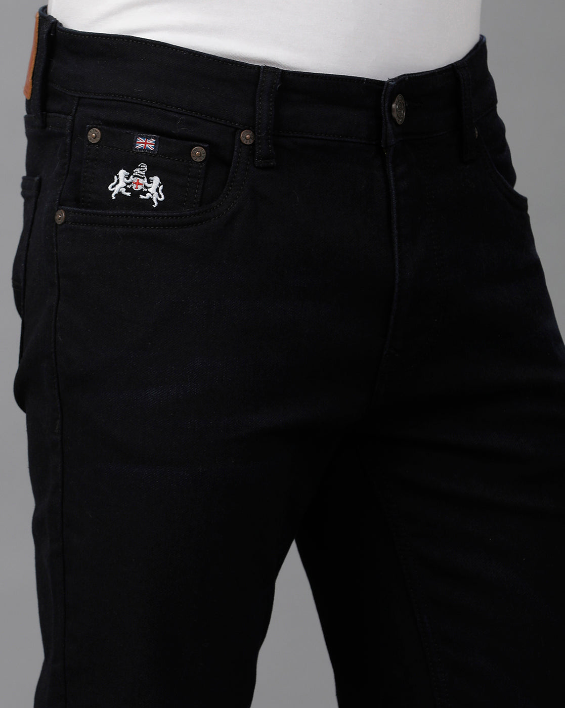 Double Two Knitted Dobby Solid Black Denim