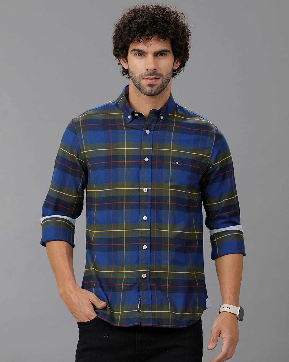 Navy Blue Oxford Checks Shirt