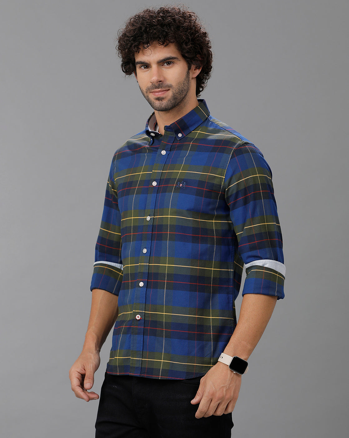 Navy Blue Oxford Checks Shirt