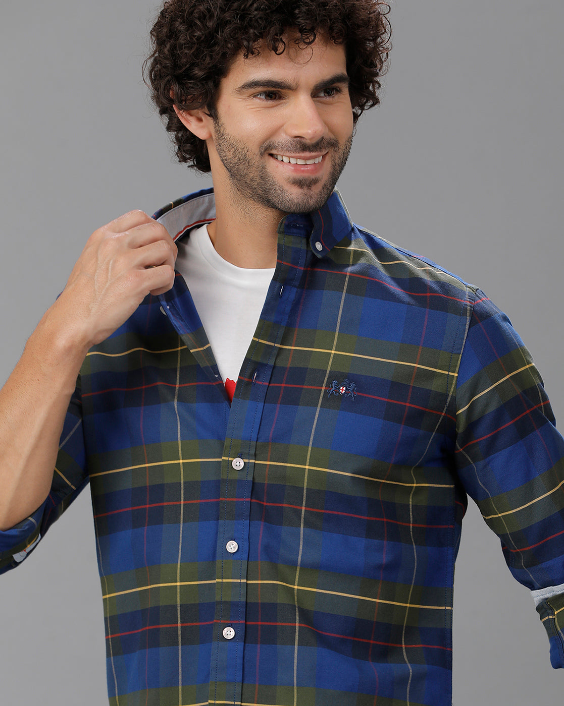 Navy Blue Oxford Checks Shirt