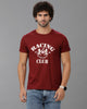 Wine Fashion Printed Cotton Crew Neck T-Shirt