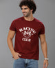 Wine Fashion Printed Cotton Crew Neck T-Shirt