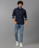 Navy Blue Printed Cotton Shirt