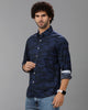 Navy Blue Printed Cotton Shirt