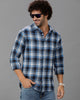 Royal Blue Waffle Checks Shirt