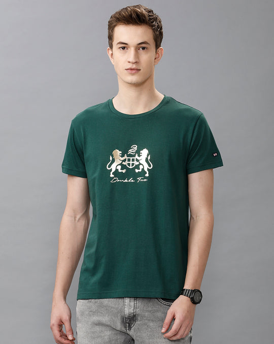 Green Fashion Printed Cotton Crew Neck T-Shirt