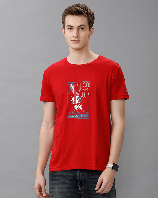 Red Fashion Printed Cotton Crew Neck T-Shirt